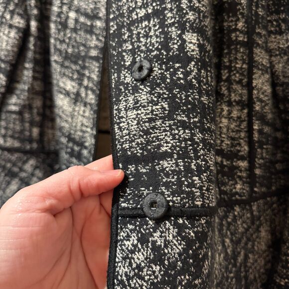 Lafayette 148 New York Black White Cotton Linen Blend Cuffed Jacket 12 Career - Picture 5 of 8